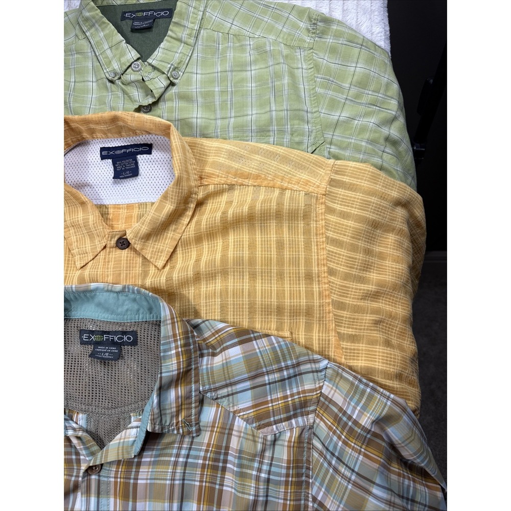 ExOfficio Men's Bundle 3 Pack of Large Vented Hiking Mesh Outdoor S/S Shirts GUC - Picture 7 of 16
